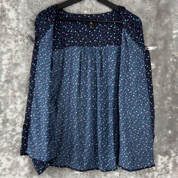 Jason Wu Womens Size XS Polka Dot Top Navy Long Sleeve V Neck Casual - Picture 2 of 8